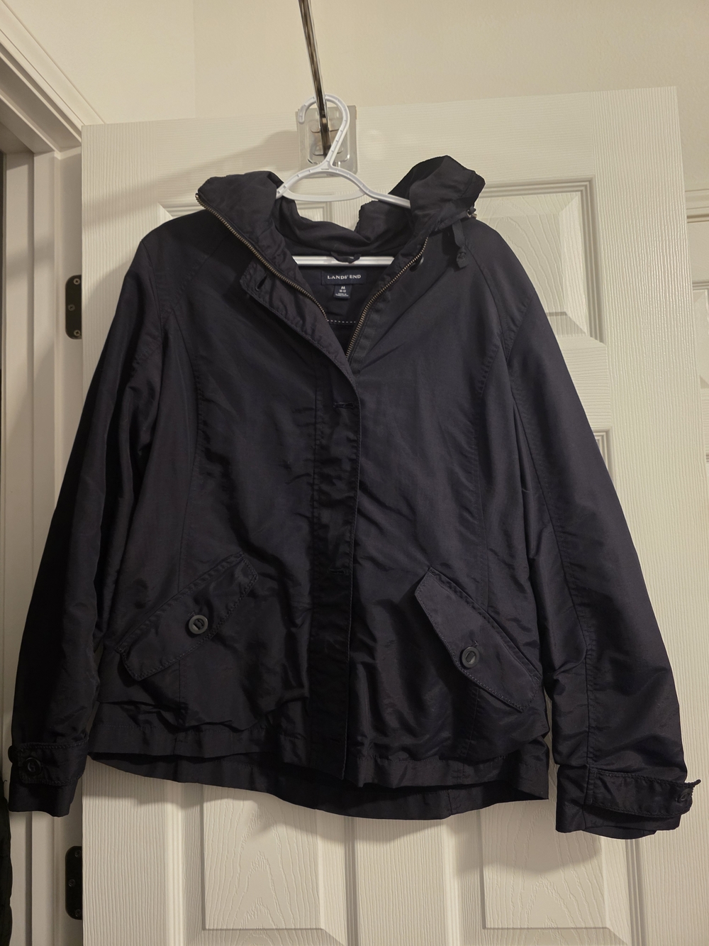 Lands' End Women's Lightweight Hooded Jacket - Navy